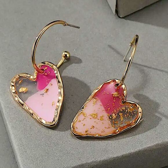 Gold Boho Dried Flower Glass Dangle Earrings - Picture 3 of 5